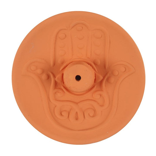 Terracotta Hamsa Hand Incense Plate
