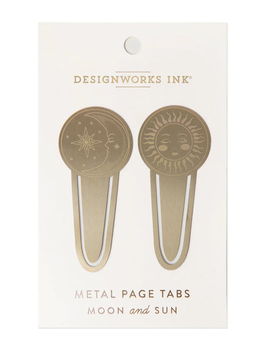 Moon and Sun Celestial Metal Page Tab Bookmarks