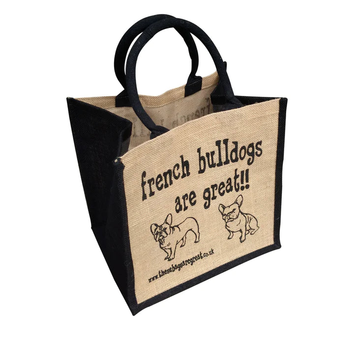 french bulldogs are Great Ethical Jute Shopping Bag