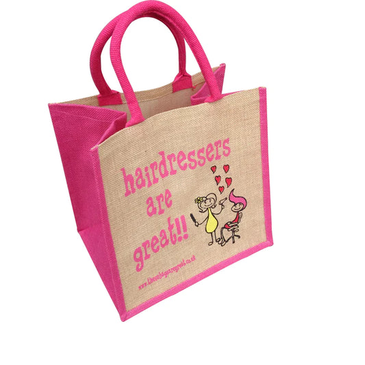 hairdressers are Great Jute Eco Friendly Shopping Bag