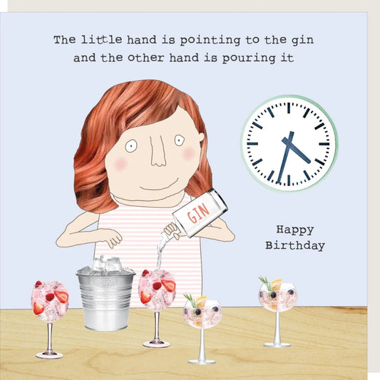 Little Hand Pointing At Gin Birthday Card