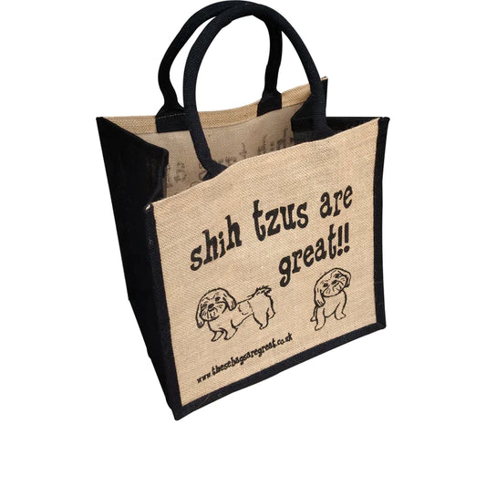 Shih Tzus are Great Jute Shopping bag