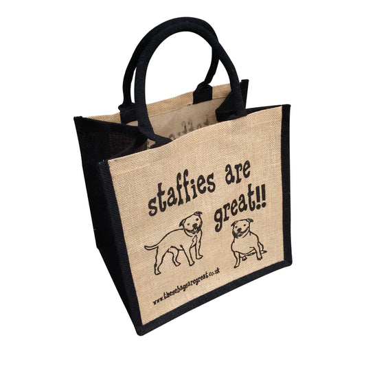staffies are Great Jute Shopping bag