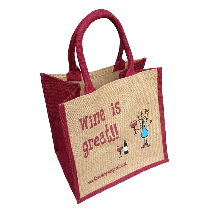 wine is Great Jute Eco Friendly Shopping Bag