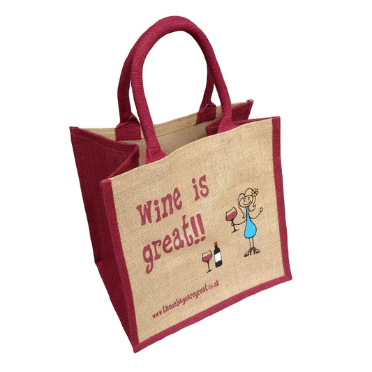 wine is Great Jute Eco Friendly Shopping Bag