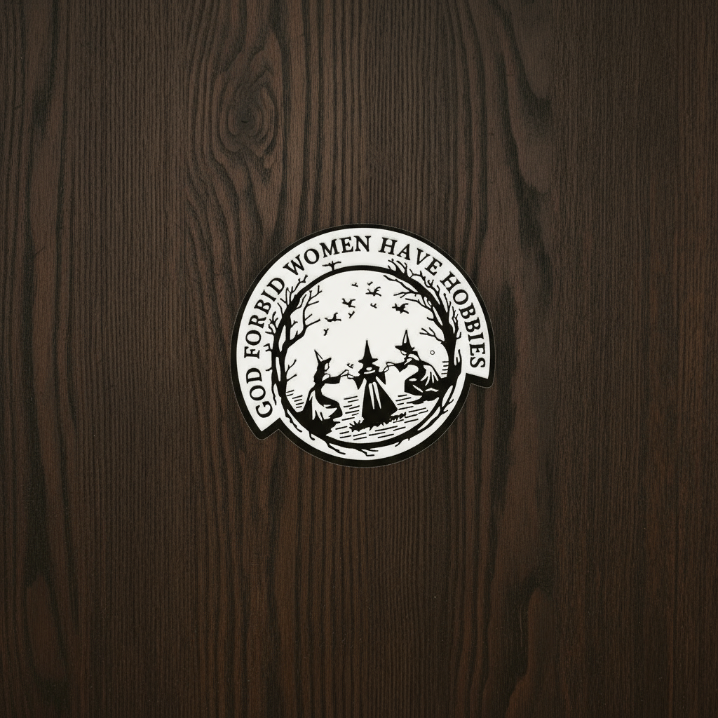 Decorative card with a circular design and text on a yellow background