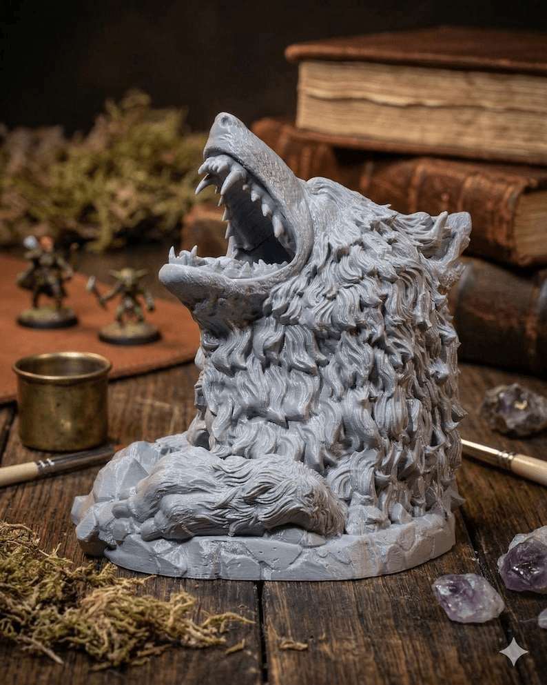 Howling Wolf Dice Tower | Fantasy RPG Tabletop Accessory