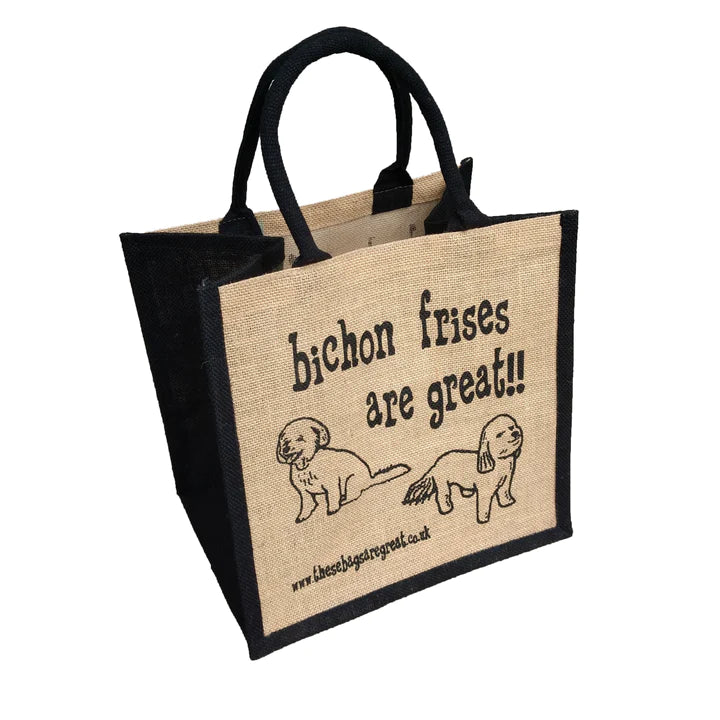Bichon Frises Are Great Jute Eco Friendly Shopping Bag 