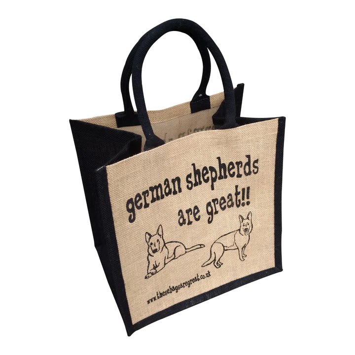 german shepherds are Great Ethical Jute Shopping Bag