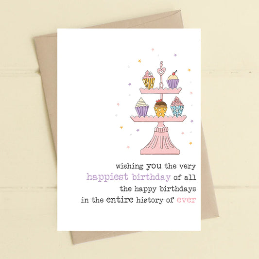 Happiest Birthday Cupcake Stand Birthday Card