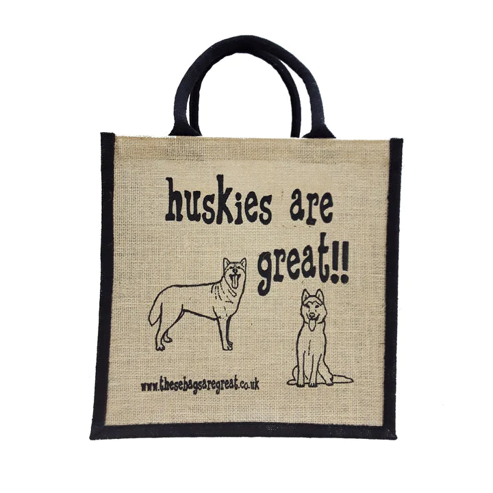 huskies are Great Ethical Jute Shopping Bag