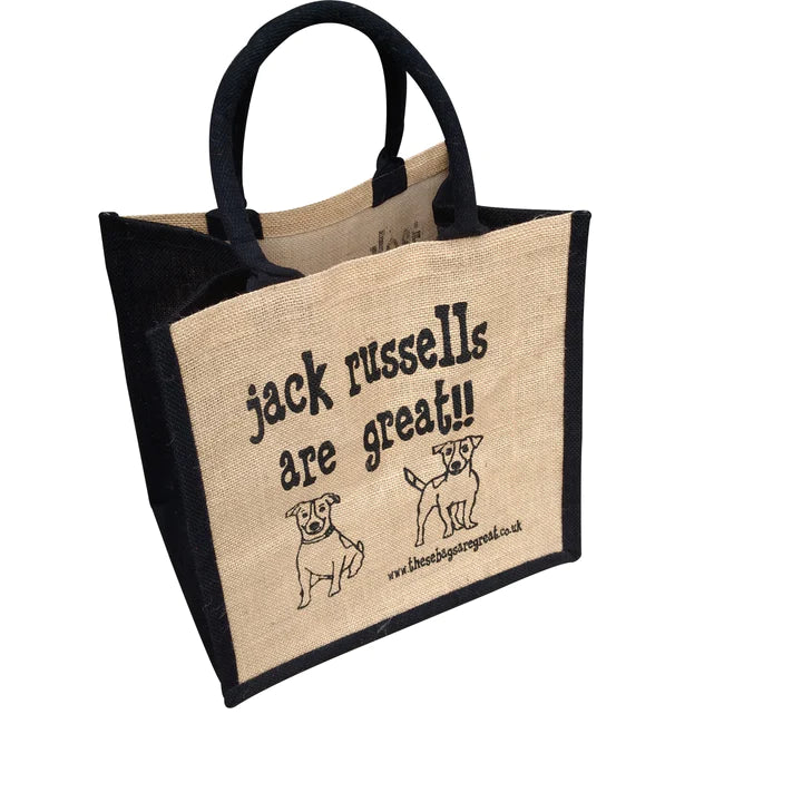 jack russells are Great Ethical Jute Shopping Bag