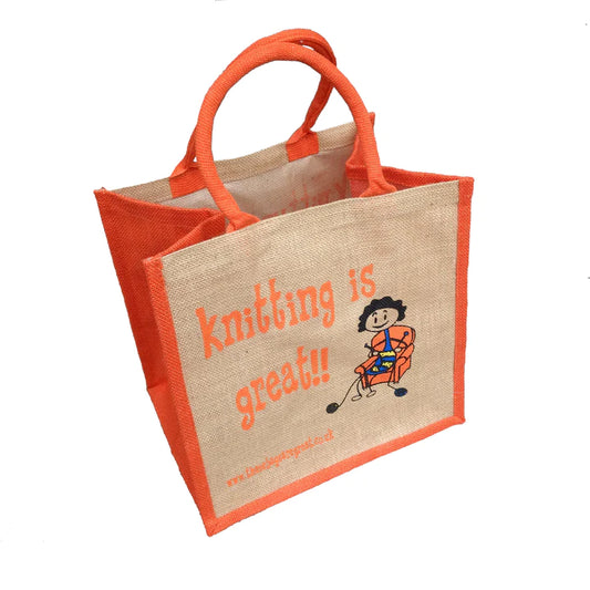 knitting is Great Jute Eco Friendly Shopping Bag
