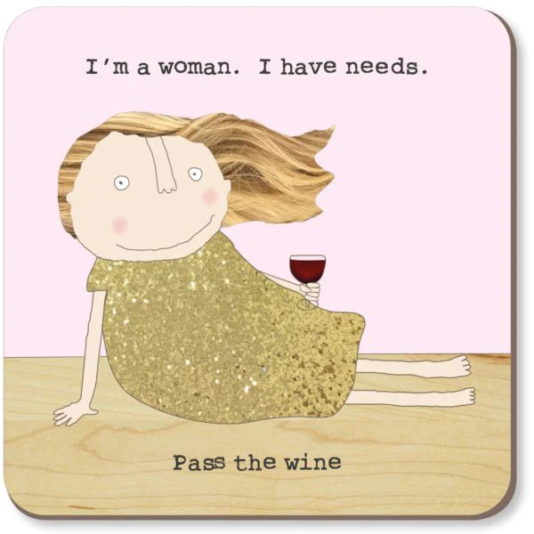 Pass The Wine Funny Coaster