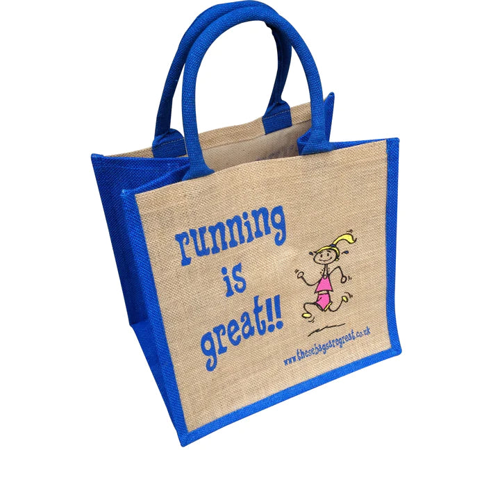 Running Is Great Jute Eco Friendly Shopping Bag