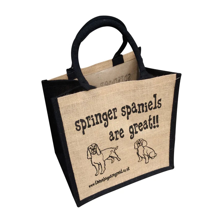 Springer Spaniels are Great Jute Shopping bag