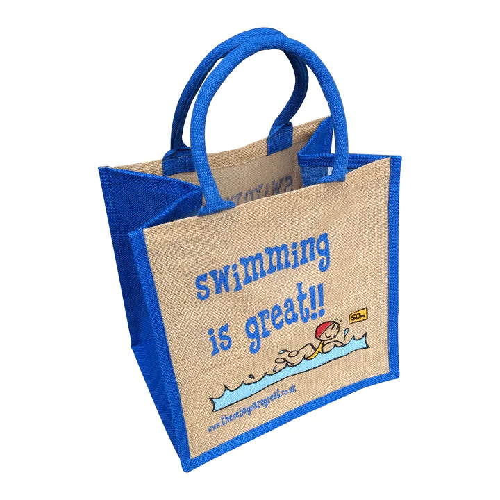 Swimming is Great Jute Eco Friendly Shopping Bag