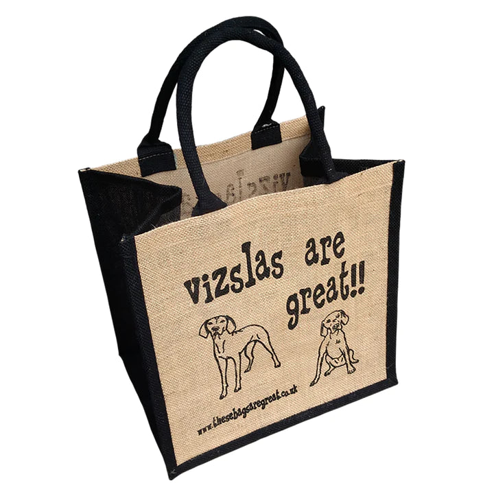 Vizslas are Great Jute Shopping bag
